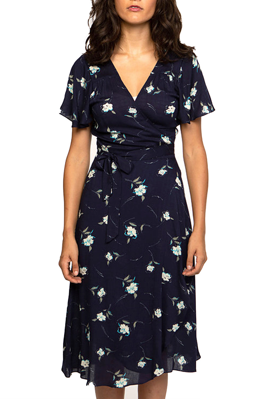 Tiana Navy Floral Wrap Dress by Cameo ...